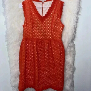 Miss Me MM Couture Dress Orange Lace Circles Sz M